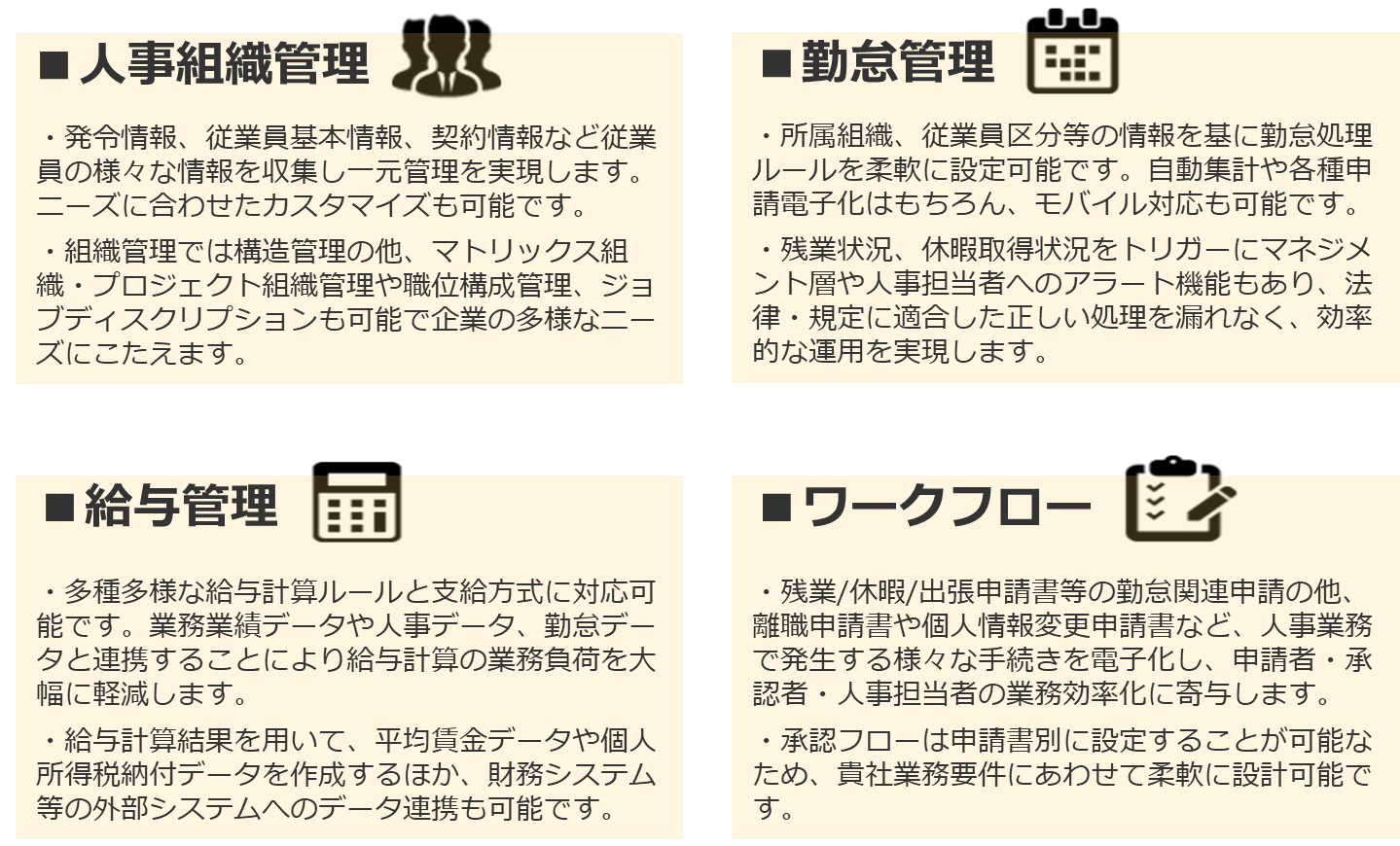 人事クラウドシステムの機能概要